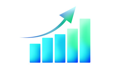 Gradient Column Chart Upward Arrow, Growth Element, Transparent Background