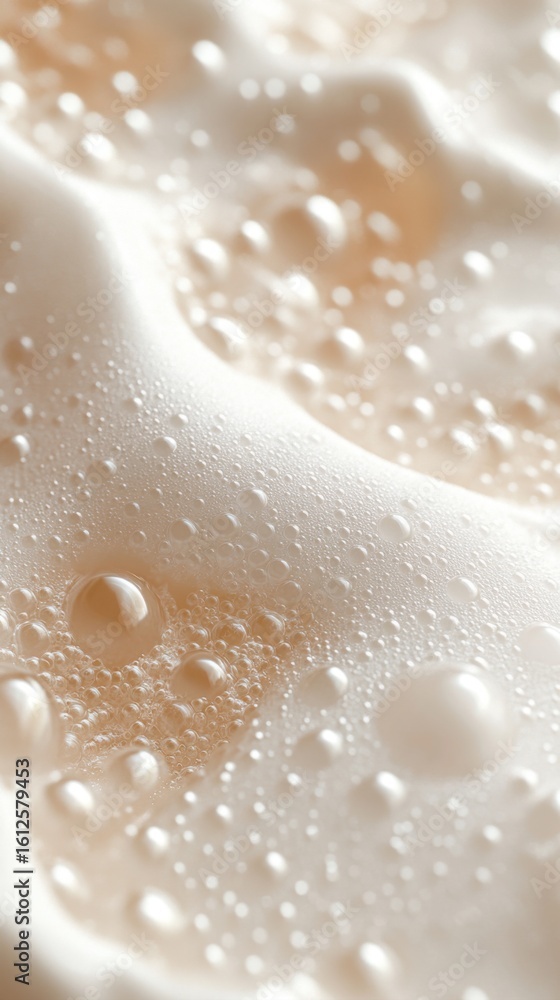 Poster macro detail of soft creamy foam texture with bubbles foam bubbles texture macro soft creamy detail