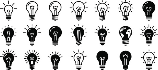 Collection of a Variety of Lightbulb Icon Designs