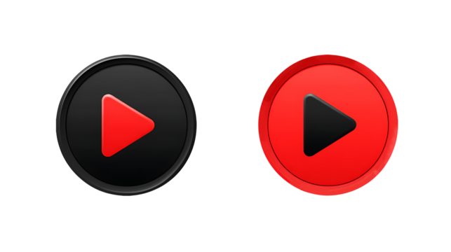 Two play buttons, one black with red triangle, one red with black triangle, ready to start