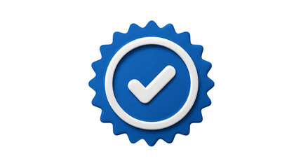 White checkmark inside blue badge with white circle, indicating verified account or authentication