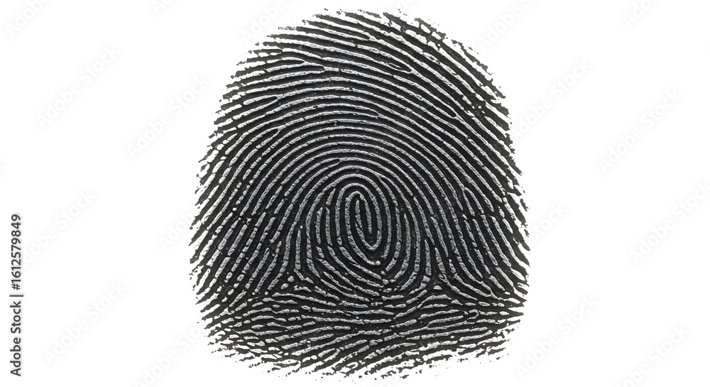 Aufkleber detailed monochrome fingerprint impression on clean white background for security biometrics and ide