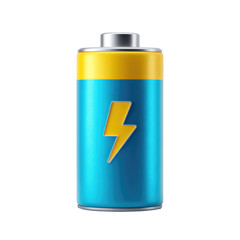 Obraz premium Brightly Colored Cylindrical Battery Render with Metallic Finish and Lightning Bolt Design for Energy Representation