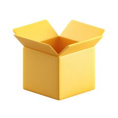 Smooth Yellow Cardboard Box Icon Render with Open Top for Modern Design Applications