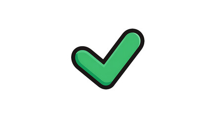 Green check mark icon with a black outline for approval, confirmation, and positive affirmation
