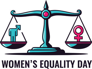 Balanced Scales Featuring Male and Female Symbols Representing Gender Equality and Women's Equality Day, Promoting Equal Rights and Opportunities for All Genders