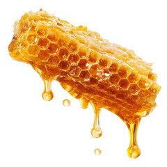 Close-Up of Dripping Golden Honeycomb Slice with Juicy Texture and Rich Coloration for Culinary Inspiration