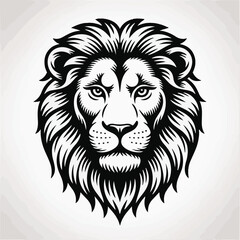 Obraz premium Hand-Drawn Lion Head Mascot Tattoo – Monochrome Vector with Artistic Details