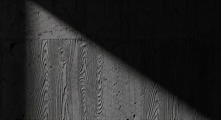 A background of a dark, cast concrete wall, with side lighting highlighting the imprinted texture of the wooden forms used during casting.