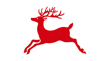 A red deer silhouette leaps forward dynamically, symbolizing agility and Christmas spirit