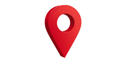 3D red map pointer indicating location and direction on a transparent background for design purposes