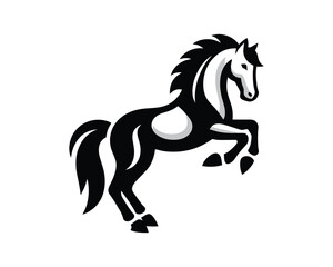 Elegant Black and White Horse Stallion Logo Vector
