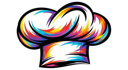 Colorful Chef Hat Illustration, Art Design, Digital Artwork, Vibrant Environment, Creative Viewpoint, Food Concept