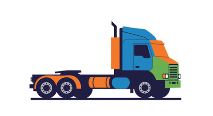 Truck Action Illustration - Colorful Heavy-Duty Vehicle - Transport Industry - Graphic Art - Side View - Modern Concept