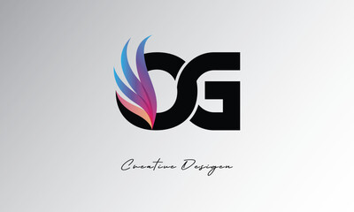 OG Feather Gradient Logo – Elegant Wing Monogram for Modern Branding & Visual Identity Design