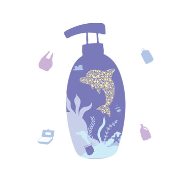 Plastic Pollution Awareness Dolphin in a Soap Dispenser