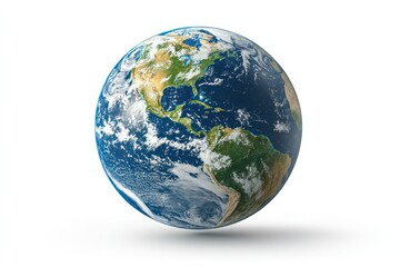 Fototapeta premium Global Sphere: A vibrant image of Earth, depicting continents and oceans, symbolizes our shared home, emphasizing environmental awareness and global unity.