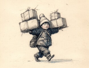 Child Carrying Gifts