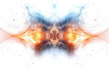 Abstract Energy Fusion: A stunning display of cosmic energy, where vibrant blue and fiery orange converge and create a dynamic and mesmerizing abstract artwork.