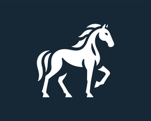 Obraz premium Elegant White Horse Stallion Vector Illustration on Dark