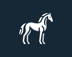 Obraz premium Minimalist White Horse Graphic in Elegant Vector Style