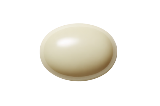 Cream-colored, smooth, round pill