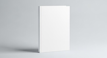 Blank White Book Standing Upright on Light Gray Background