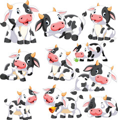 set of animals cow