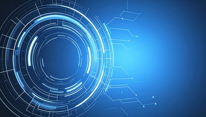 Technological interface design with blue glow and circular pattern for digital graphics