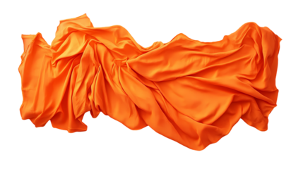 A crumpled orange fabric isolated on white background