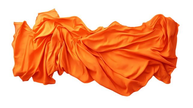 A crumpled orange fabric isolated on white background