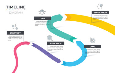 Fototapeta na wymiar Roadmap arrow way Infogrpahic graph diagonal timeline diagram template