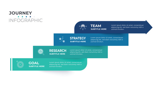 ladder Infographic 4 steps stairs to success growth template. Business process.