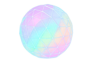 Obraz premium Pastel colored low poly sphere spinning on transparent background, perfect for technology, futuristic or design projects