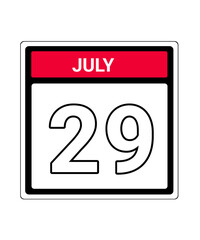 calendar icon July month date 29