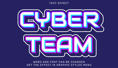 Dynamic cyber team text effect with neon glowing style