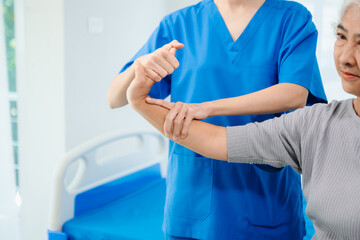 Doctor consulting with patient Back problems Physical on the bed
