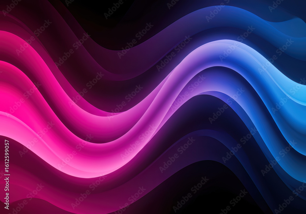 Poster dynamic gradient waves: a modern abstract composition with luminous pink to blue color transition on