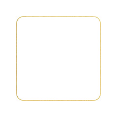 Golden rounded square frame on transparent background
