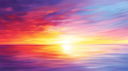 vibrant sunset over serene ocean with radiant hues and glowing light for majestic seascape masterpiece capturing tranquility beauty depth emotion harmony concept.