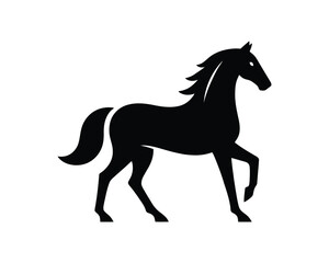 Obraz premium Elegant Black Horse Silhouette on White