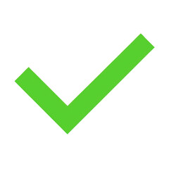 Green check mark symbol isolated on transparent background