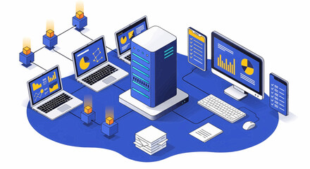 Data Management Insights Analyzing and Visualizing Data in a Server and Network Concept