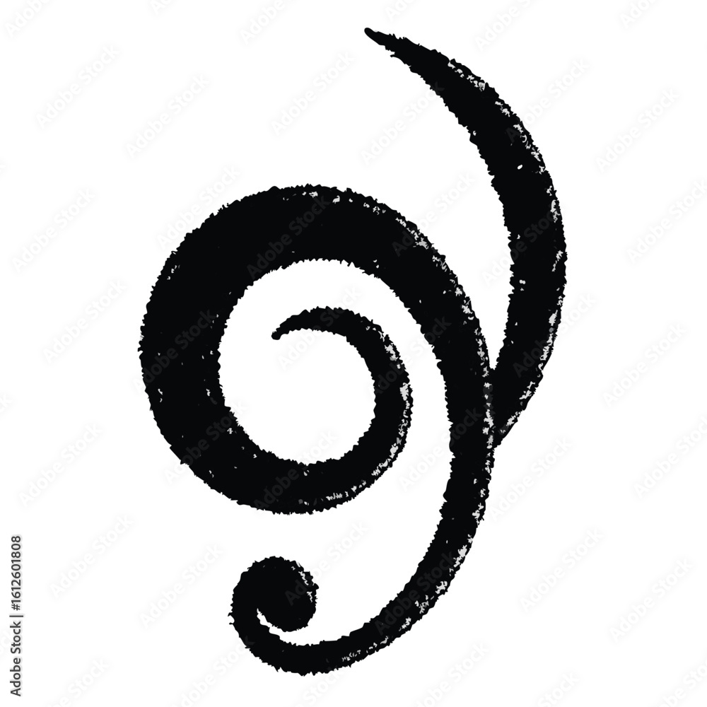 Poster elegant black swirl abstract design with textured brush strokes and a delicate curl