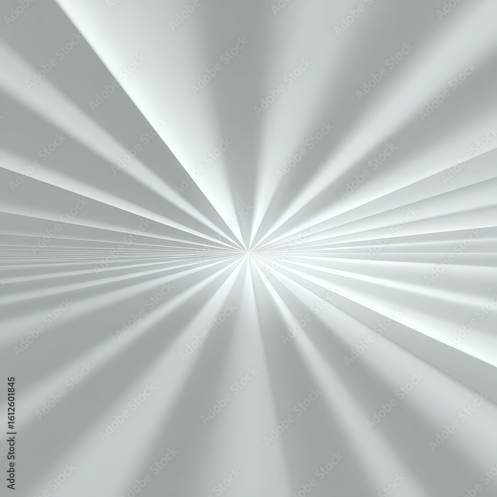 Poster abstract white geometric pattern with radiating lines and depth effect