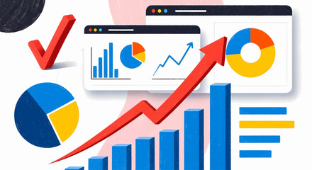 Data Analysis and Growth Charts Visualizing Business Success and Performance Metrics