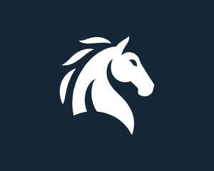 Fototapeta premium Elegant Horse Head Silhouette Design in White on