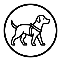 Guide dog signage icon with transparent background in black and white style
