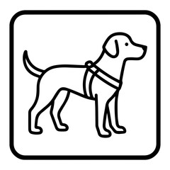 Guide dog signage icon with transparent background in black and white style

