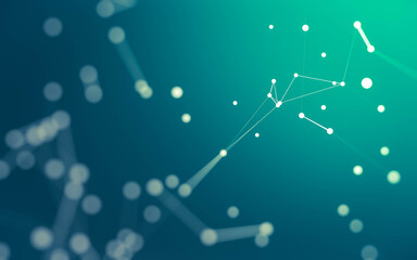 Abstract background. Molecules technology with polygonal shapes, connecting dots and lines. Connection structure. Big data visualization.
